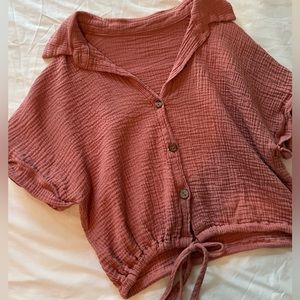 Coral, terracotta colored crop top S
